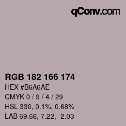 Color code: RGB 182 166 174 | qconv.com