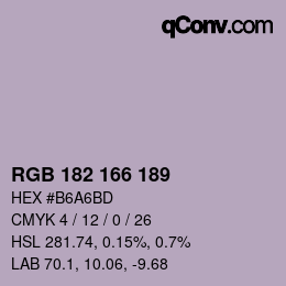 Color code: RGB 182 166 189 | qconv.com