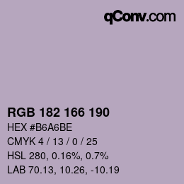 Color code: RGB 182 166 190 | qconv.com