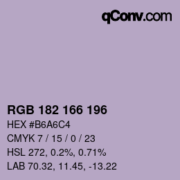 颜色代码: RGB 182 166 196 | qconv.com