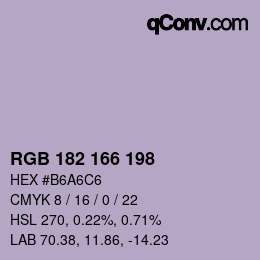 Color code: RGB 182 166 198 | qconv.com