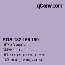 Color code: RGB 182 166 199 | qconv.com