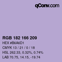 Código de color: RGB 182 166 209 | qconv.com