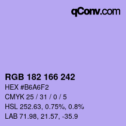 Color code: RGB 182 166 242 | qconv.com