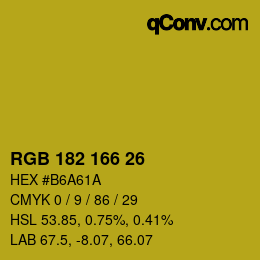カラーコード: RGB 182 166 26 | qconv.com