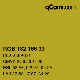 颜色代码: RGB 182 166 33 | qconv.com