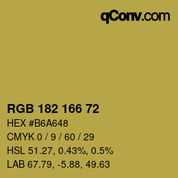 Color code: RGB 182 166 72 | qconv.com