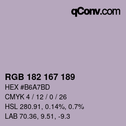 Color code: RGB 182 167 189 | qconv.com