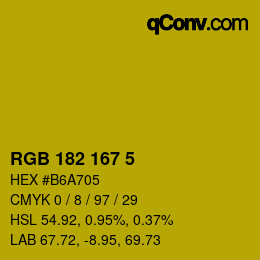 Color code: RGB 182 167 5 | qconv.com