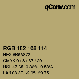 颜色代码: RGB 182 168 114 | qconv.com