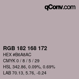 カラーコード: RGB 182 168 172 | qconv.com