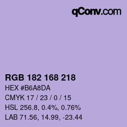 Color code: RGB 182 168 218 | qconv.com