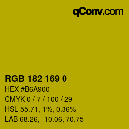 Color code: RGB 182 169 0 | qconv.com