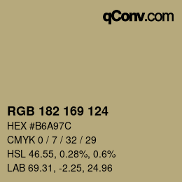 颜色代码: RGB 182 169 124 | qconv.com