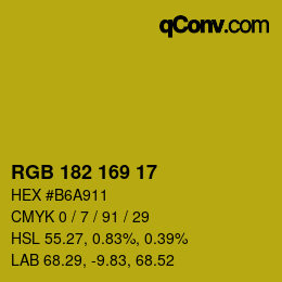 Color code: RGB 182 169 17 | qconv.com