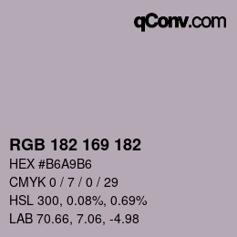 Código de color: RGB 182 169 182 | qconv.com