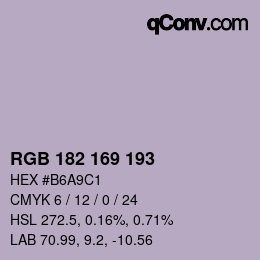 颜色代码: RGB 182 169 193 | qconv.com