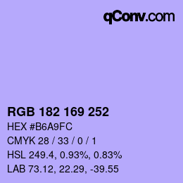 颜色代码: RGB 182 169 252 | qconv.com