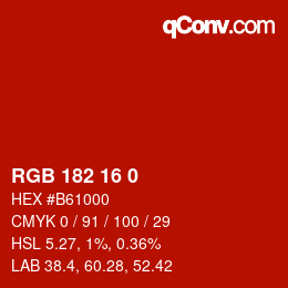 カラーコード: RGB 182 16 0 | qconv.com