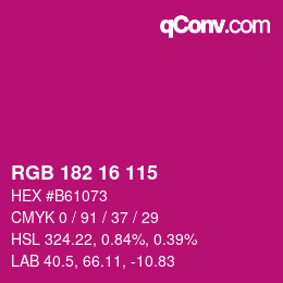 Color code: RGB 182 16 115 | qconv.com