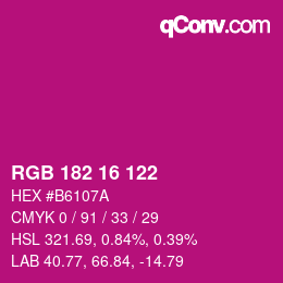 カラーコード: RGB 182 16 122 | qconv.com