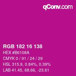 Color code: RGB 182 16 138 | qconv.com