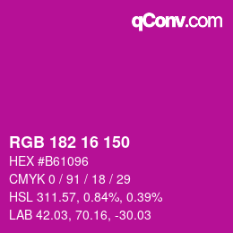 Color code: RGB 182 16 150 | qconv.com