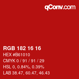 Color code: RGB 182 16 16 | qconv.com