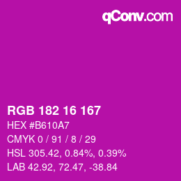 Color code: RGB 182 16 167 | qconv.com