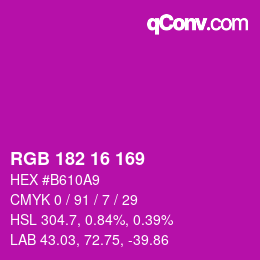 Color code: RGB 182 16 169 | qconv.com