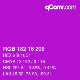 Color code: RGB 182 16 209 | qconv.com