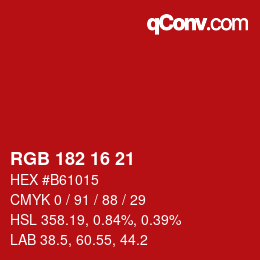 Color code: RGB 182 16 21 | qconv.com
