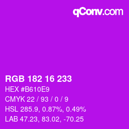 Color code: RGB 182 16 233 | qconv.com