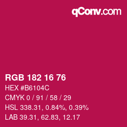 Color code: RGB 182 16 76 | qconv.com