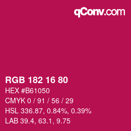 Color code: RGB 182 16 80 | qconv.com