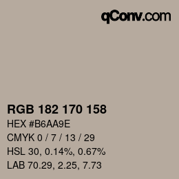 カラーコード: RGB 182 170 158 | qconv.com