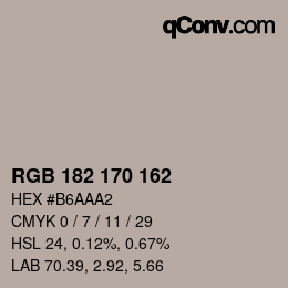 Color code: RGB 182 170 162 | qconv.com