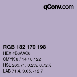 Color code: RGB 182 170 198 | qconv.com