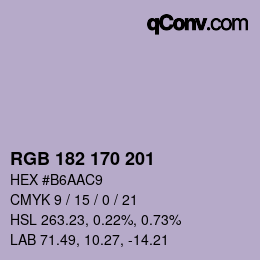 カラーコード: RGB 182 170 201 | qconv.com