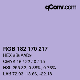 Color code: RGB 182 170 217 | qconv.com