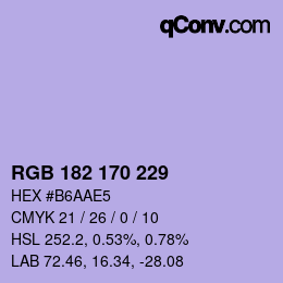 Color code: RGB 182 170 229 | qconv.com