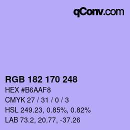 Color code: RGB 182 170 248 | qconv.com