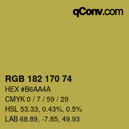 Color code: RGB 182 170 74 | qconv.com