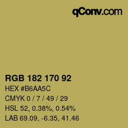 Color code: RGB 182 170 92 | qconv.com