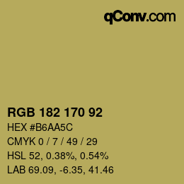 Code couleur: RGB 182 170 92 | qconv.com