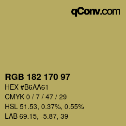 Color code: RGB 182 170 97 | qconv.com