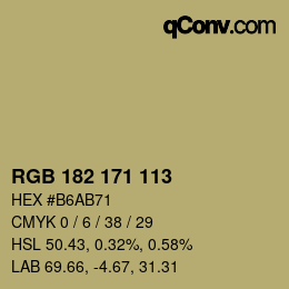 Color code: RGB 182 171 113 | qconv.com