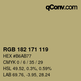 颜色代码: RGB 182 171 119 | qconv.com