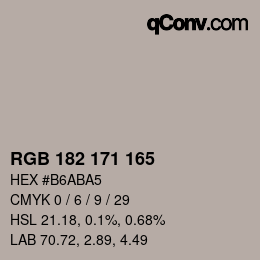 Color code: RGB 182 171 165 | qconv.com