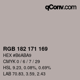 Color code: RGB 182 171 169 | qconv.com